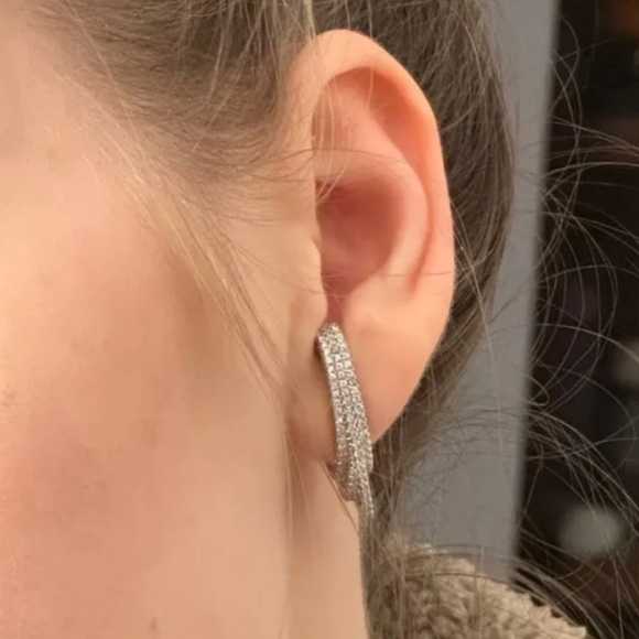 Nadri White rhodium micro pave earrings - Picture 2 of 3